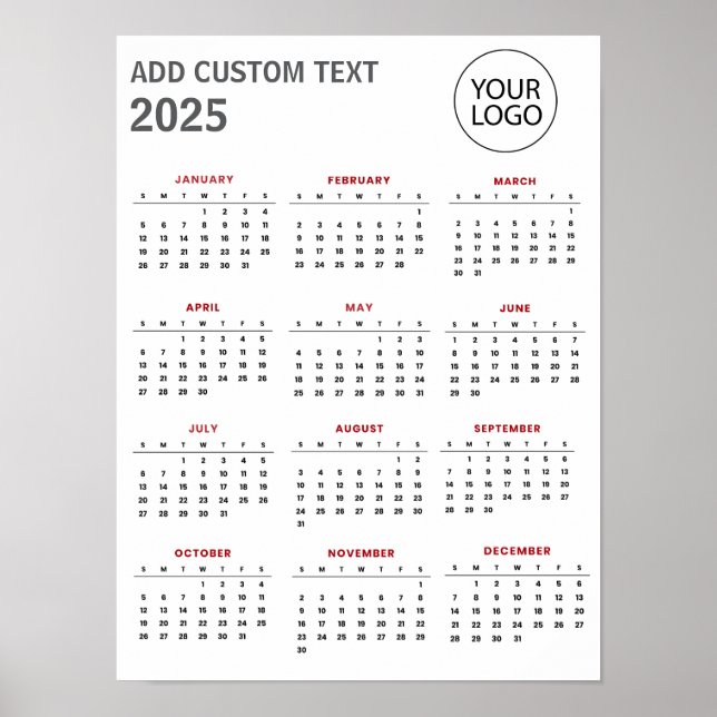 Póster Calendario profesional de logotipos y textos para  (Frente)
