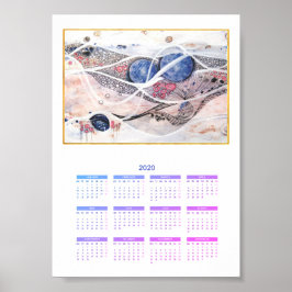 Póster Calendario Resumen moderno Año completo Galaxia 20