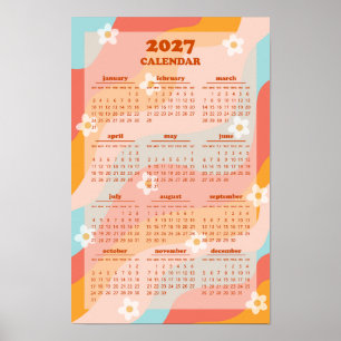 Póster Calendario Retro Groovy Wave 70s Estilo Vintage 20