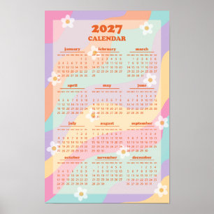 Póster Calendario Retro Groovy Wave 70s Estilo Vintage 20