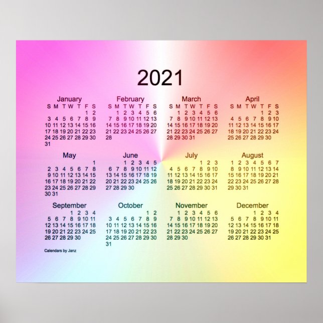 Póster Calendario Sangria Shimmer Wall 2021 de Janz (Frente)