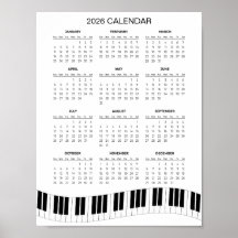 Calendario Simple 2026 con Teclas de Piano | 