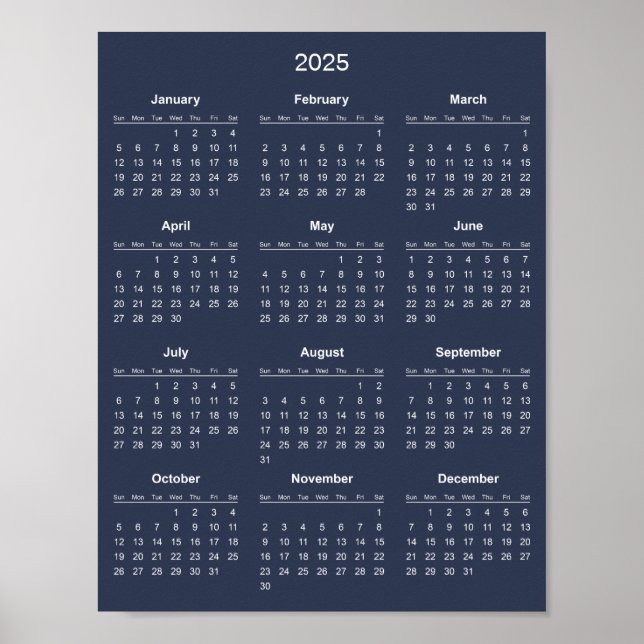 Póster Calendario Simple pero Elegante 2025 |  (Frente)