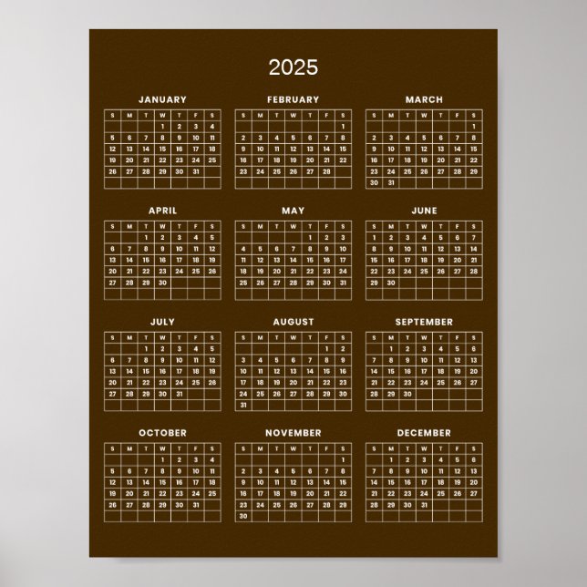 Póster Calendario Simple pero Elegante 2025 |  (Frente)