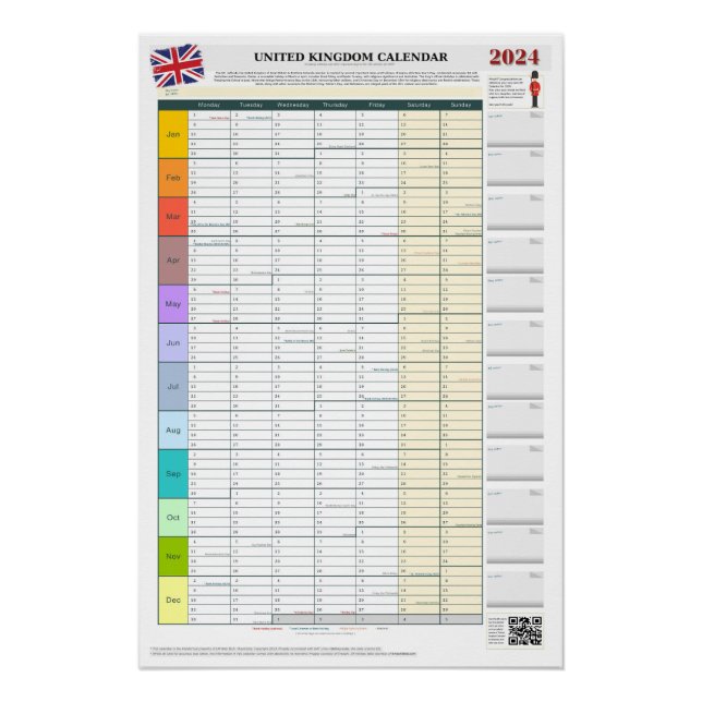 Póster Calendario UK 2024 (Anverso)