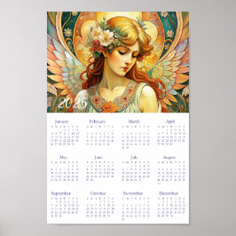 Póster Calendario Vintage Ángel Art Deco 2025.
