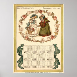 Póster Calendario Vintage de Kate Greenaway de la era vic