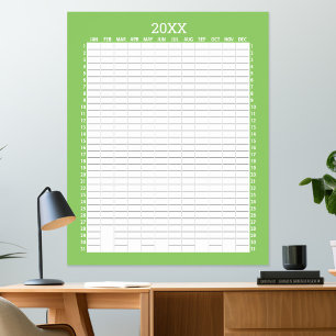 Póster Calendario Vista Anual - Planificador de Metas Bla