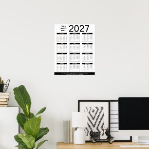 Póster Calendario y logotipo comercial personalizado negr