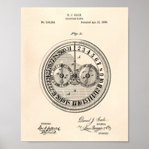 Póster Calender Clock 1885 Patent Art Old Peper