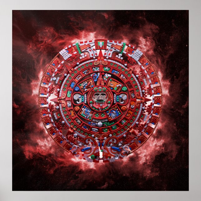 Póster Calender maya en llamas (Frente)