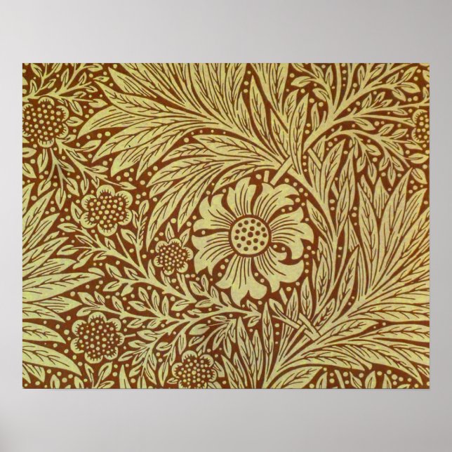 Póster Caléndula William Morris Patrón de Flor Antigua (Frente)