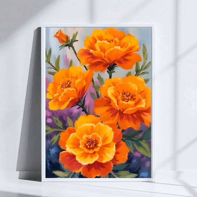 Póster Caléndulas Naranjas | Flor de Octubre Acuarela (Subido por el creador)