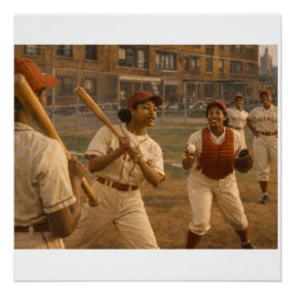 Póster Calentamiento del Juego de Softbol