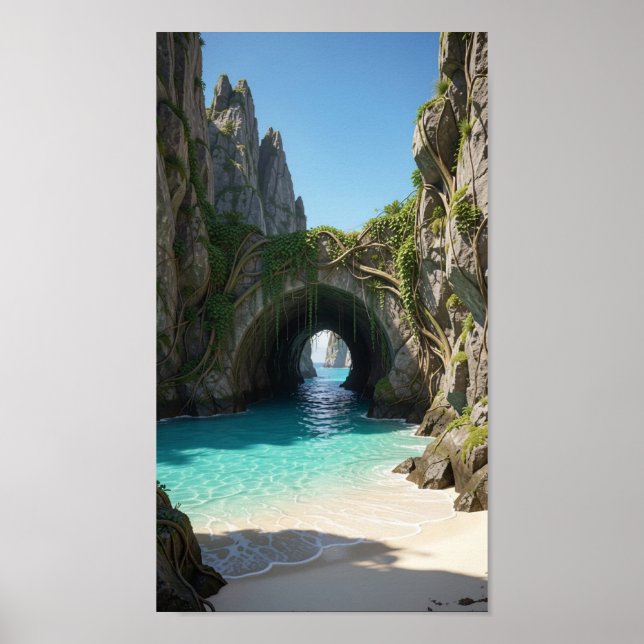 Póster Caleta Secreta Con Agua Turquesa (Frente)