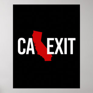 Póster Calexit - salida de California - blanco rojo - -