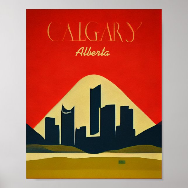 Póster Calgary, Alberta Minimalista (Frente)