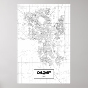 Póster Calgary, Alberta (negro sobre blanco)