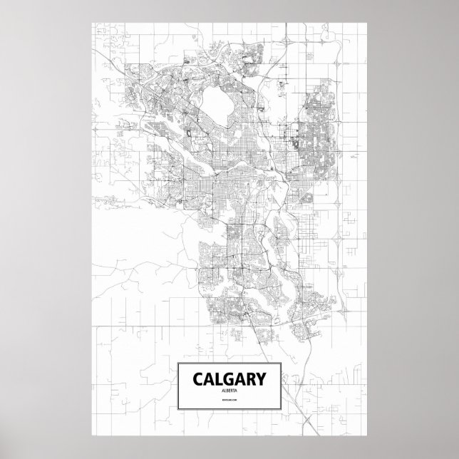 Póster Calgary, Alberta (negro sobre blanco) (Frente)