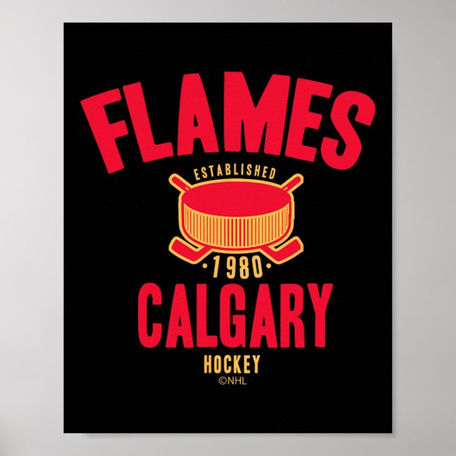 Póster Calgary Flames Disco de Hockey Blanco Licencia Ofi (Frente)