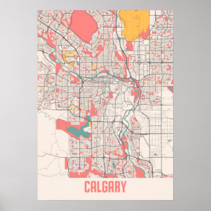 Póster Calgary - Mapa de la ciudad de Chalk en Canadá