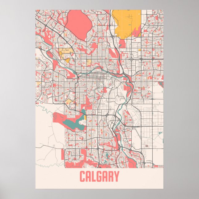 Póster Calgary - Mapa de la ciudad de Chalk en Canadá (Frente)