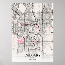 Póster Calgary - Mapa de la ciudad napolitana de Canadá