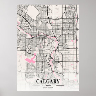 Póster Calgary - Mapa de la ciudad napolitana de Canadá