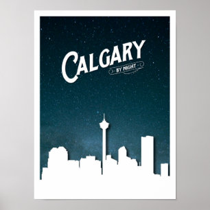 Póster Calgary skyline by night - Poster