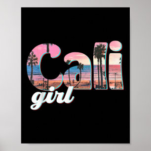 Póster Cali Chica Sunset Beach California Summer Retro Wo