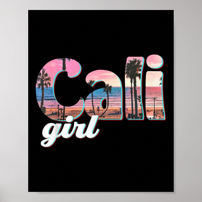 Póster Cali Chica Sunset Beach California Summer Retro Wo (Frente)