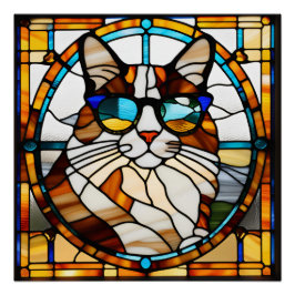 Póster Calico Cat StainGlass