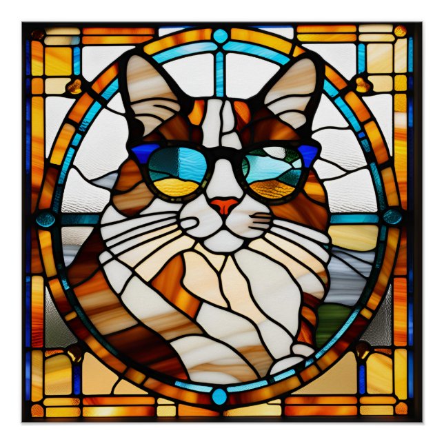 Póster Calico Cat StainGlass (Anverso)
