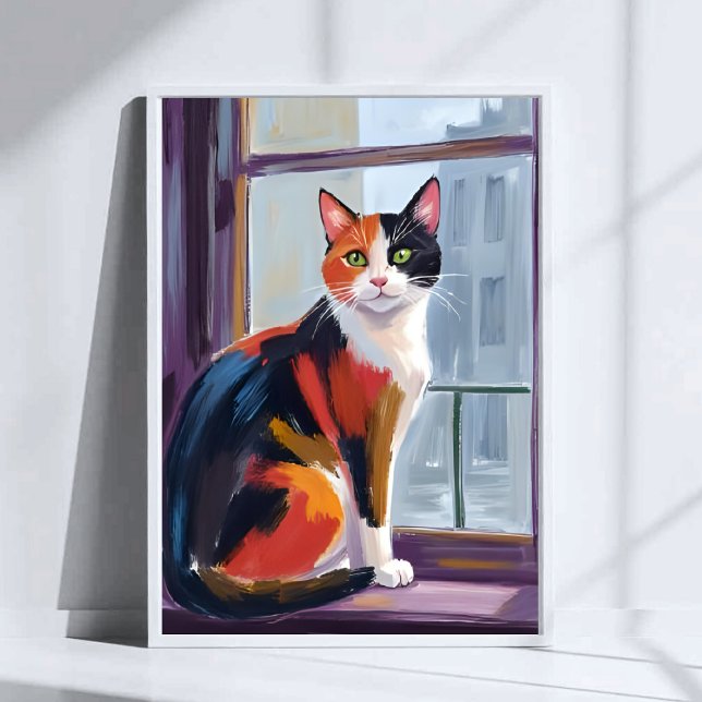 Póster Calico Cat | Watercolor Windowsill Pet Art (Subido por el creador)