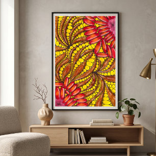 Póster Cálido Boho Orgánico Abstracto Maximalista