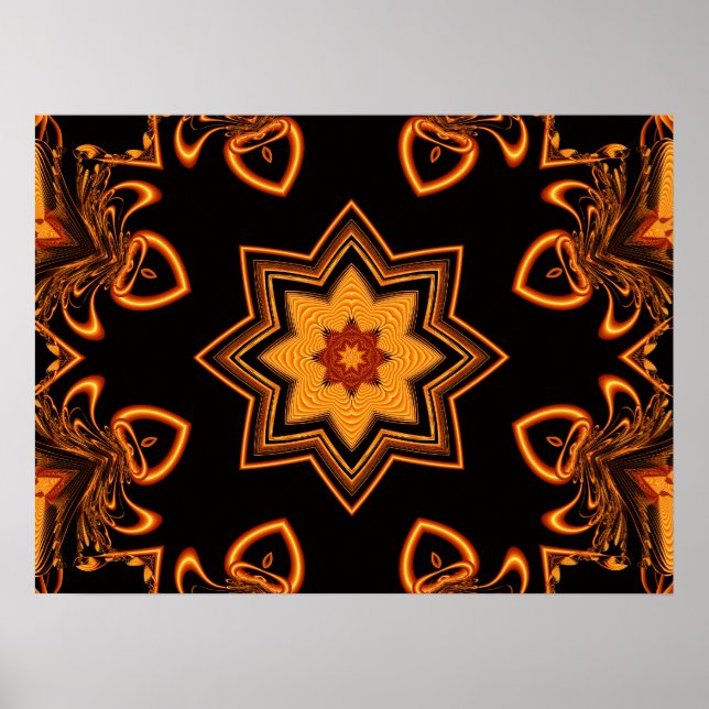 Póster Calidoscopio de estrella de cobre (Frente)