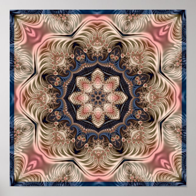 Póster Calidoscopio de Flor Fractal (Frente)
