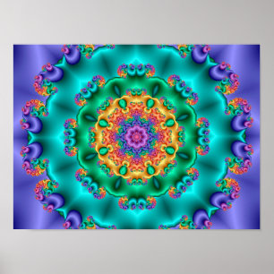 Póster Calidoscopio de flores pastel