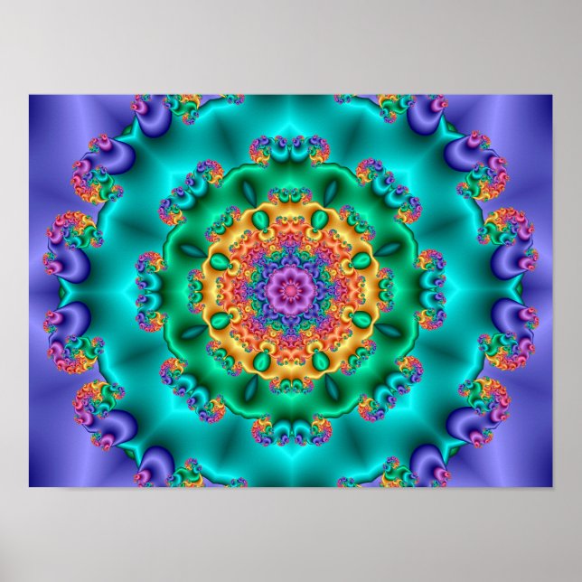 Póster Calidoscopio de flores pastel (Frente)