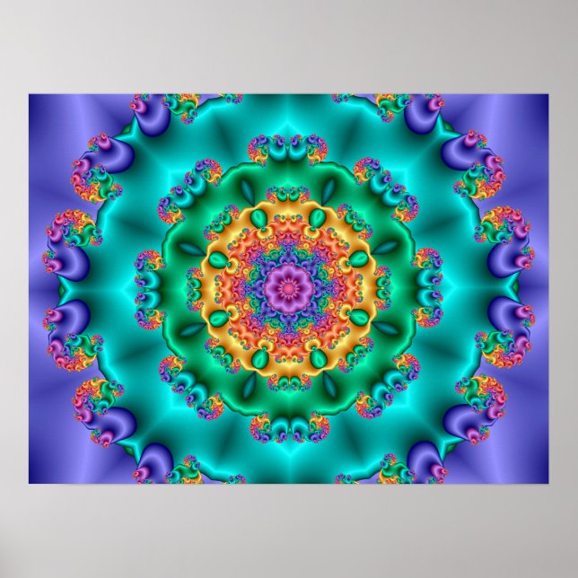 Póster Calidoscopio de flores pastel (Frente)