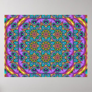 Póster Calidoscopio floral geométrico