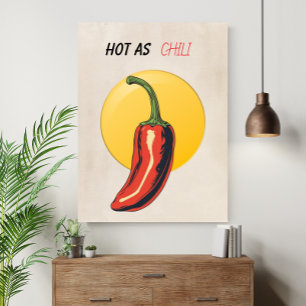 Póster Caliente como Cocina Retro Divertida 