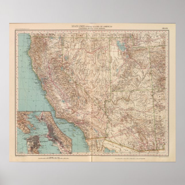 Póster Calif 14041, Nev, Utah, Ariz (Frente)