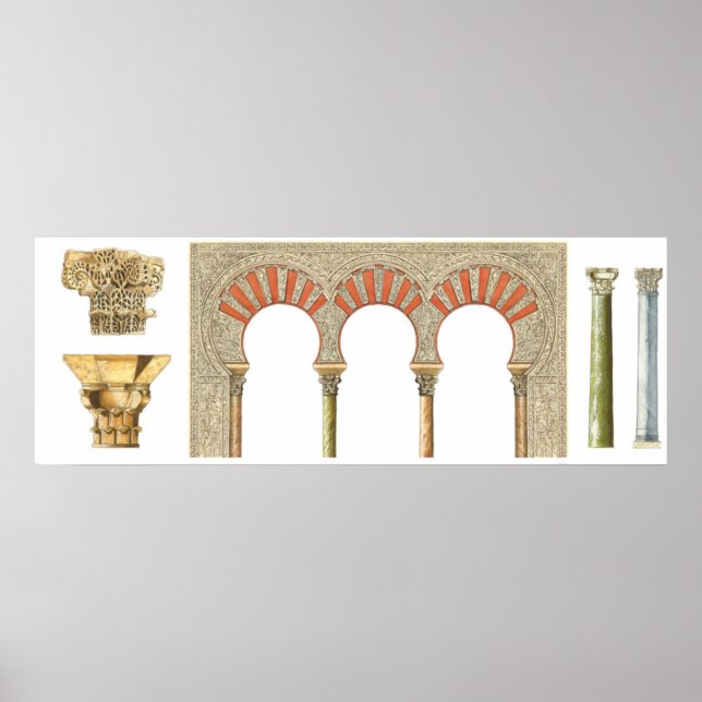 Póster Califato islámico español arte. Capitales arcas (Frente)