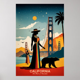 Póster California: Afiche de viajes Corazón de la Innovac