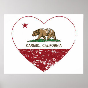 Póster california bandera carmel corazón angustiado