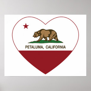 Póster california bandera petaluma corazón