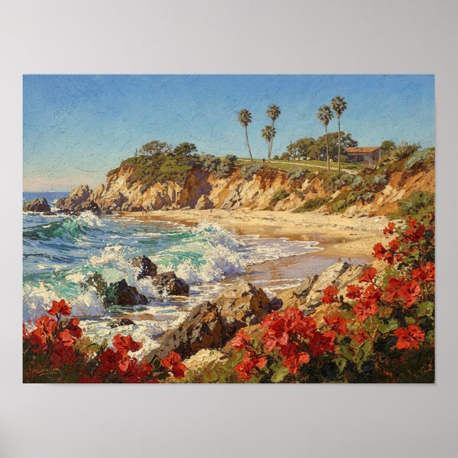 Póster  California Beach | Impressionist Coastal Art (Frente)
