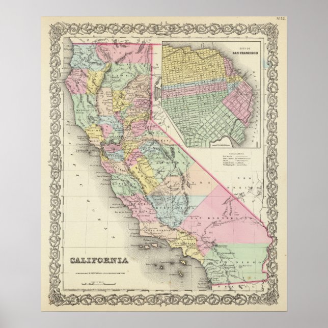 Póster California con la ciudad de San Francisco (Frente)