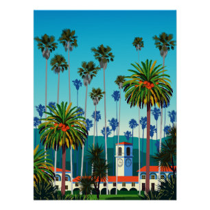 Póster California Dreaming: City Park con palmeras